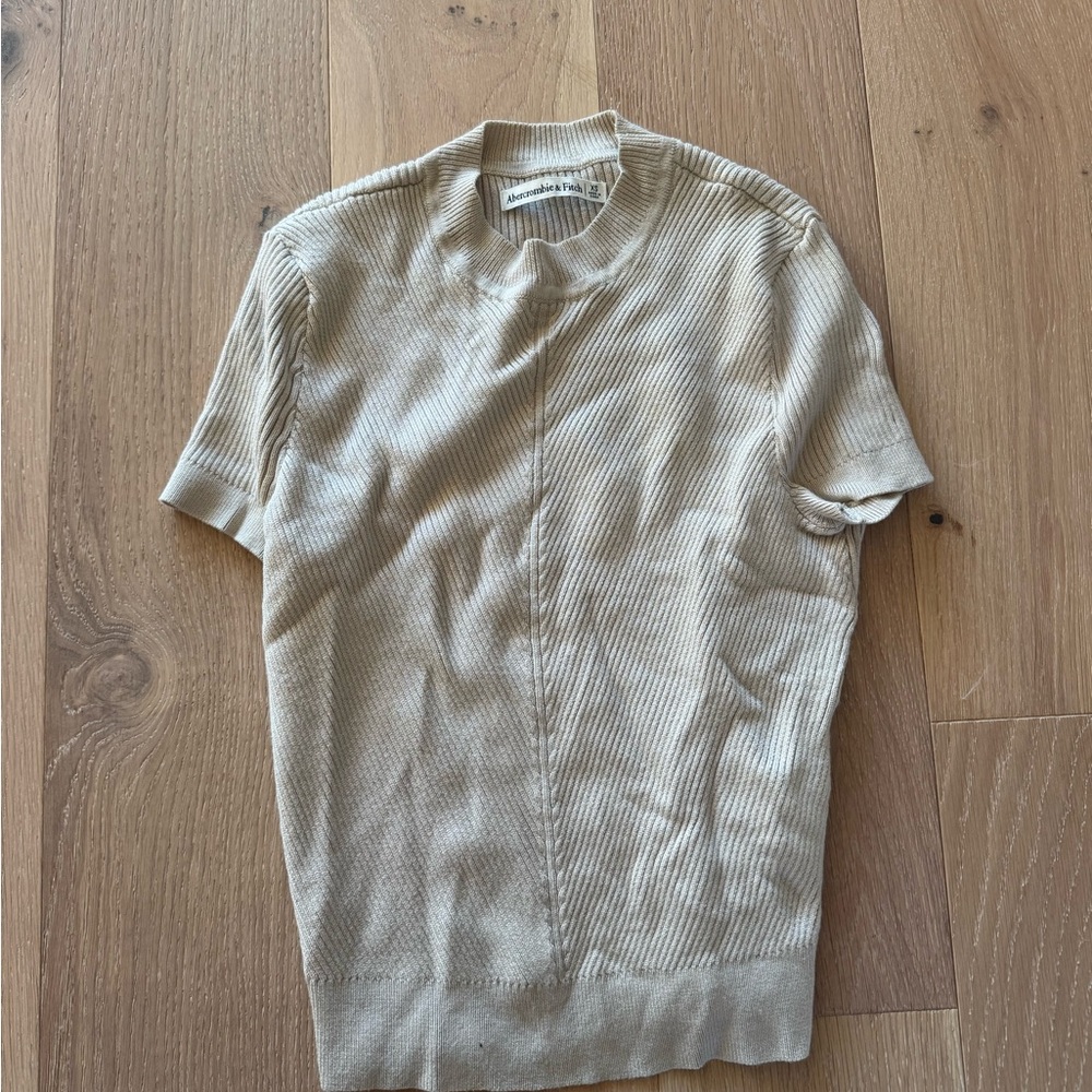 Beige Short Sleeve Sweater